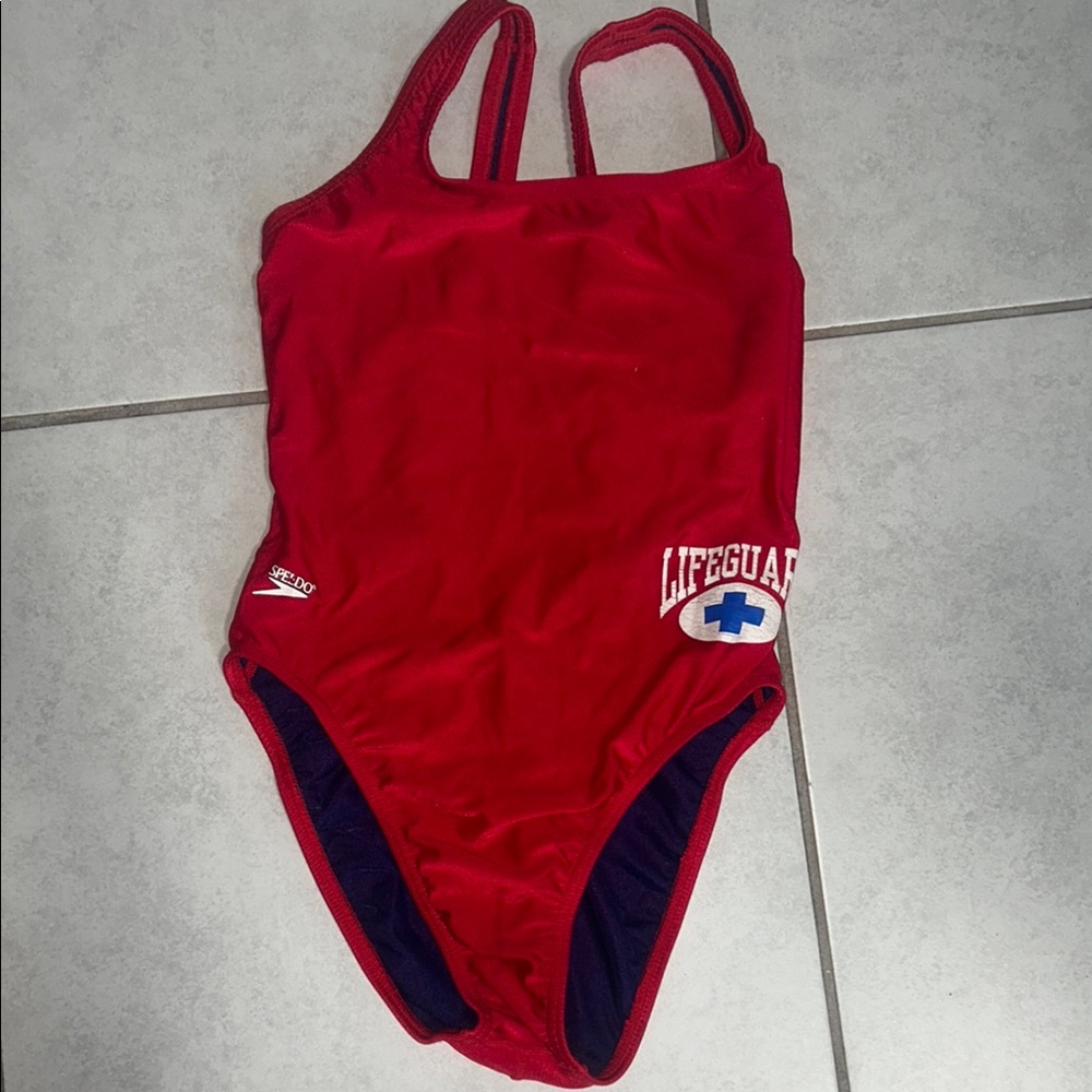 Speedo Kids Red Lifeguard One Piece Swimsuit
